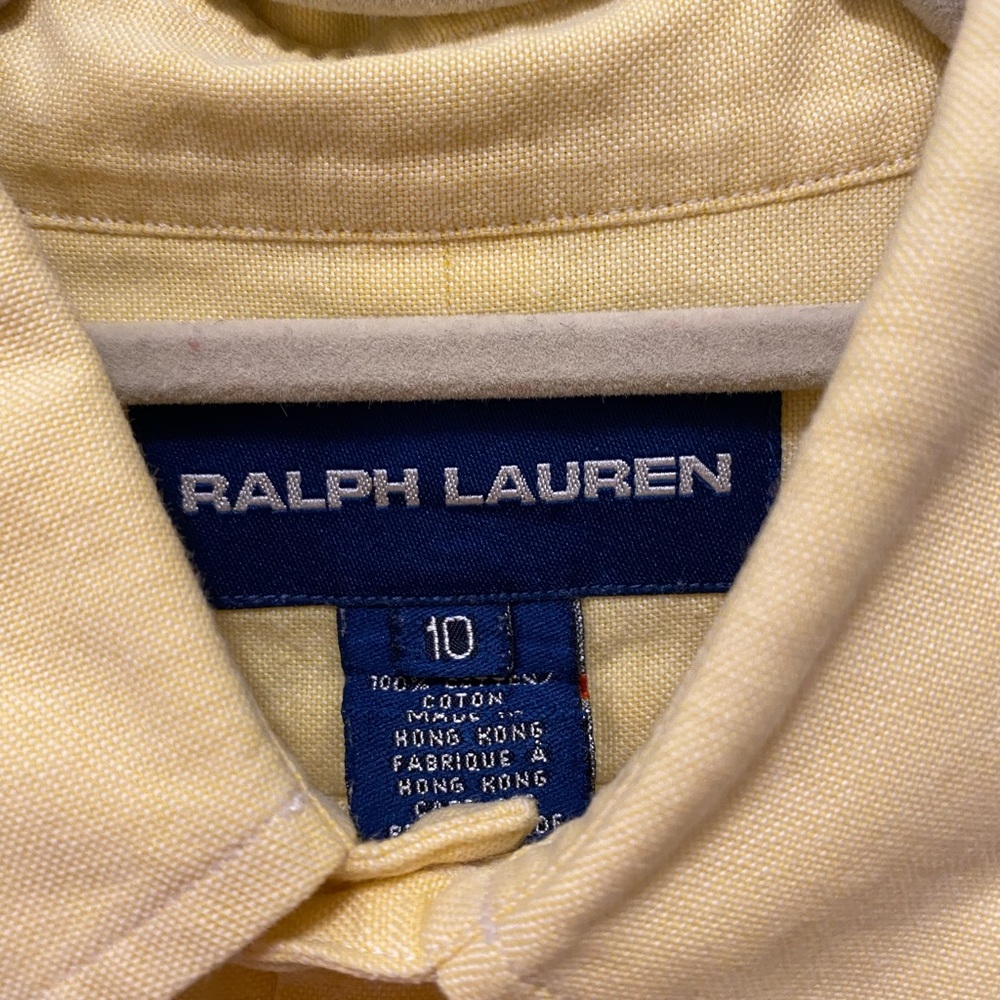 Mans Ralph Lauren pale yellow long sleeve button down shirt size 10 beau… - Picture 12 of 13